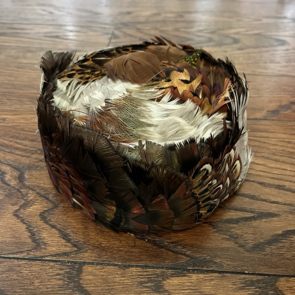 Vintage Art Deco MCM  Pheasant Feather Cap Valerie Modes EC OSFA Millinery Hat